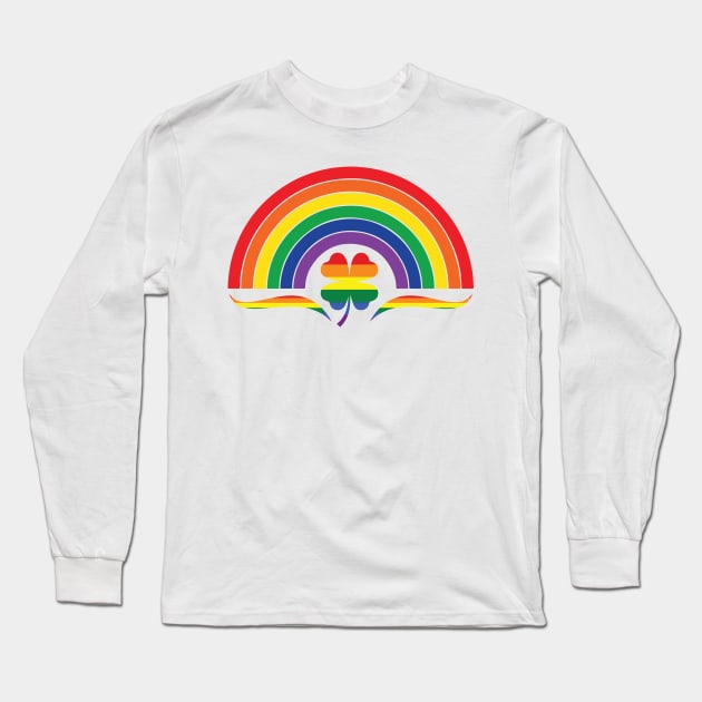 LGBTQ Clover Rainbow St. Patrick's Day Design for LGBTQ Parade on St. Patrick's Day Long Sleeve T-Shirt by SiGo